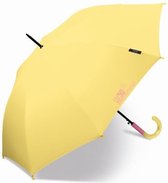 Happy Rain - Lange paraplu met UV bescherming - Automatisch - Geel - maat Onesize