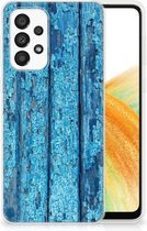 Backcase Siliconen Hoesje Geschikt voor Samsung Galaxy A33 5G Telefoonhoesje Wood Blue