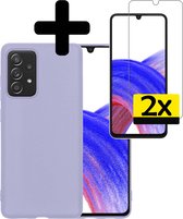 Hoesje Geschikt voor Samsung A33 Hoesje Siliconen Case Met 2x Screenprotector - Hoes Geschikt voor Samsung Galaxy A33 Hoes Siliconen - Lila