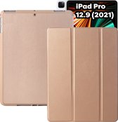 iPad Pro 12.9 Hoes - iPad Pro 12.9 Hoesje 2021 met Apple Pencil Vakje - Goud - Case geschikt voor Apple iPad Pro 12.9 3e generatie