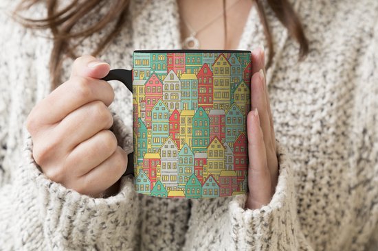 Magische Mok - Foto op Warmte Mokken - Koffiemok - Huis - Patronen - Pastel - Magic Mok - Beker - 350 ML - Theemok