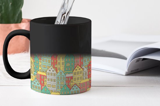 Magische Mok - Foto op Warmte Mokken - Koffiemok - Huis - Patronen - Pastel - Magic Mok - Beker - 350 ML - Theemok