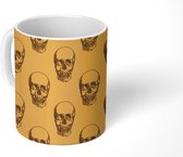 Mok - Koffiemok - Skelet - Geel - Halloween - Patronen - Mokken - 350 ML - Beker - Koffiemokken - Theemok