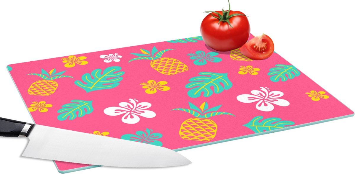 Glazen Snijplank - 39x28 - Zomer - Patronen - Ananas - Snijplanken Glas