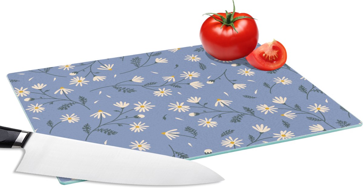 Glazen Snijplank - 28x20 - Bloemen - Patronen - Madelief - Snijplanken Glas