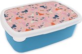Lunch box Blauw - Lunch box - Boîte à pain - Rétro - Rollers - Patrons - Cassette - 18x12x6 cm - Enfants - Garçon