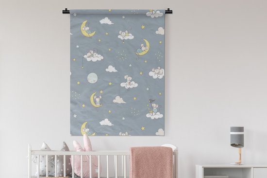 Tapisserie - Tapisserie - Souris - Lune - Motifs - 90x120 cm - Tapisserie