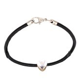 Enkelbandje-Zwart-Koord-Hart-Extra lang-25 cm-Charme Bijoux