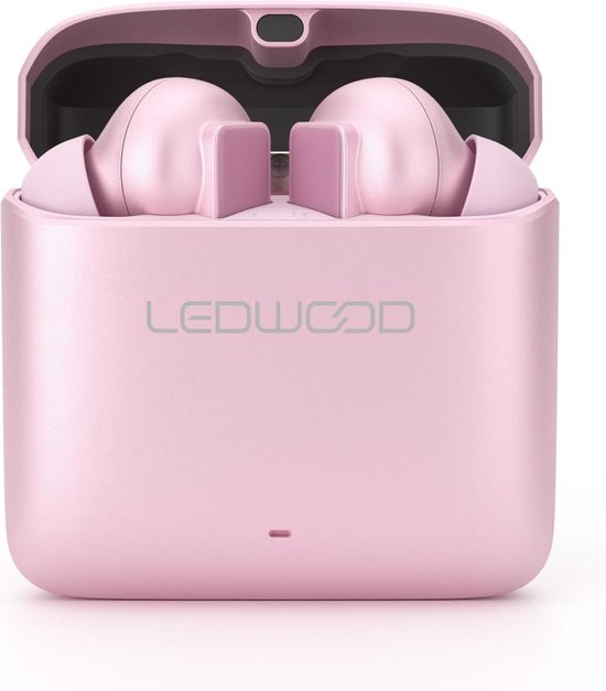 LEDWOOD LD-S20-PIN - TITAN S20 TWS in-ear earphones met metallic  oplaadcase, roze | bol