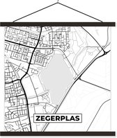 Posterhanger incl. Poster 40x40 cm - Schoolplaat - Plattegrond - Kaart - Stadskaart - Zegerplas - Textielposter - Zwarte latten - Plattegrond