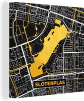Canvas Schilderij Kaart - Plattegrond - Stadskaart - Nederland - Sloterplas - 50x50 cm - Wanddecoratie