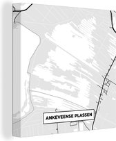 Canvas Schilderij Kaart - Ankeveense Plassen - Plattegrond - Nederland - Stadskaart - 50x50 cm - Wanddecoratie