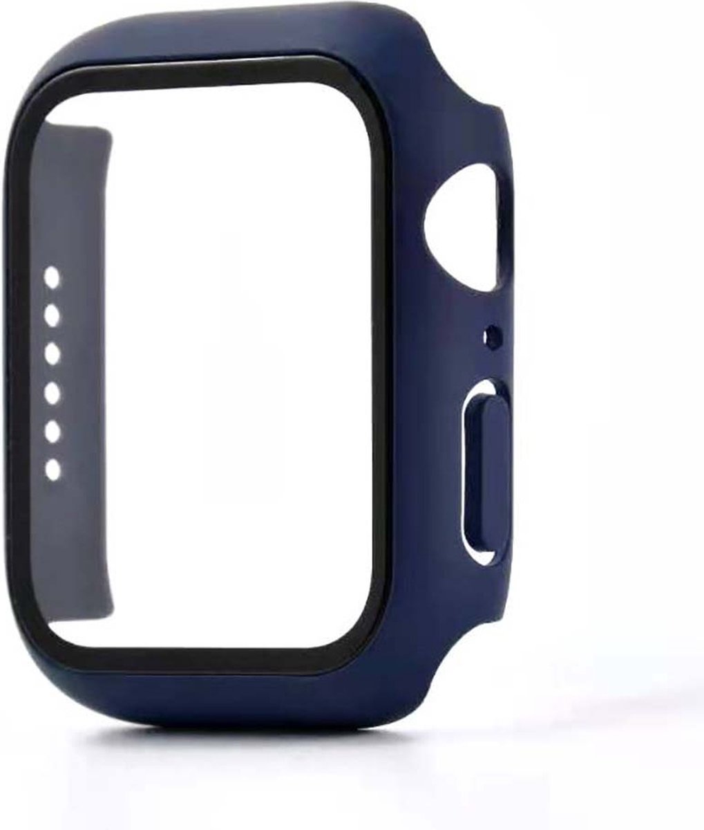 Smartphonica Hoesje met glazen screenprotector voor Apple Watch 40mm - Donkerpaars geschikt voor Apple Watch