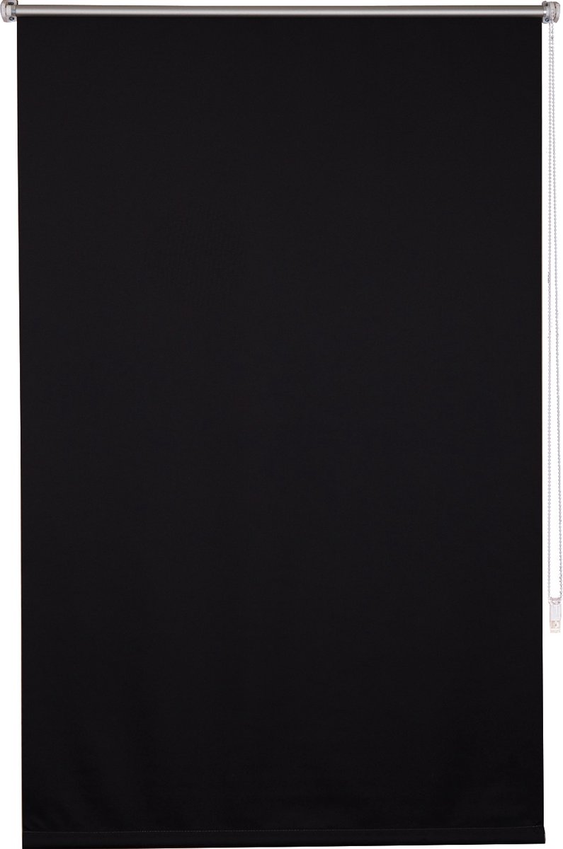 Kamyra® Verduisterend Rolgordijn met Ketting - Montage Zonder Boren - Rolgordijnen, Gordijn - 120x160 cm - Polyester - Zwart
