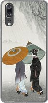 Coque Huawei P20 - Femme - Kimono - Parasol - Japon - Vintage - Coque de téléphone en Siliconen