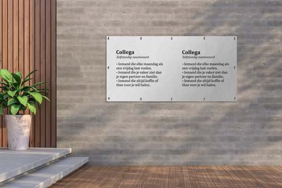Décoration murale d'extérieur Citations - Proverbes - 'Colègue' - 160x80 cm - Toile de jardin - Poster extérieur
