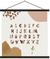 Porte-affiche avec affiche - Affiche scolaire - Proverbes - Citations - Alphabet - Enfants - Bébé - Garçons - Meiden - 120x120 cm - Lattes noires