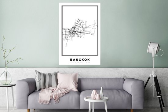 Affiche Bangkok - Thaïlande - Carte - 80x120 cm - Plan de ville