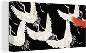 Canvas schilderij 160x80 cm - Wanddecoratie Japan - Vintage - Kraanvogel - Muurdecoratie woonkamer - Slaapkamer decoratie - Kamer accessoires - Schilderijen