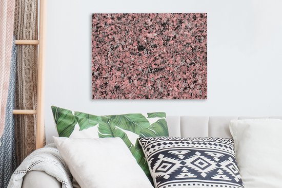 Tableau sur toile Granit - Rose - Zwart - Cristal - 40x30 cm - Décoration murale