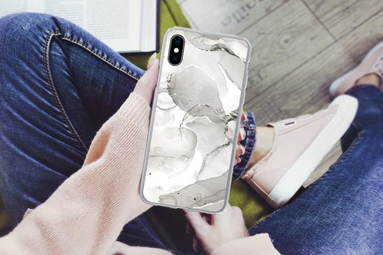 Coque iPhone Xs Max - Marbre - Grijs - Ligne - Coque en Siliconen