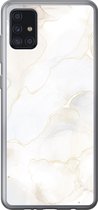 Geschikt voor Samsung Galaxy A52 5G hoesje - Marmer print - Wit - Geel - Siliconen Telefoonhoesje