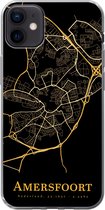 Geschikt voor iPhone 12 mini hoesje - Amersfoort - Kaart - Goud - Zwart - Siliconen Telefoonhoesje