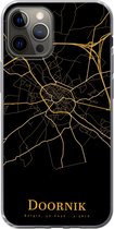 Geschikt voor iPhone 12 Pro hoesje - Doornik - Kaart - Goud - Siliconen Telefoonhoesje