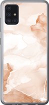 Telefoonhoesje Geschikt voor Samsung Galaxy A52 5G hoesje - Marmer print - Bruin - Rood - Siliconen Telefoonhoesje Telefoonhoesje
