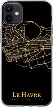Geschikt voor iPhone 12 mini hoesje - Le Havre - Kaart - Goud - Siliconen Telefoonhoesje
