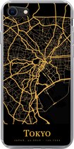 Geschikt voor iPhone SE 2020 hoesje - Tokyo - Kaart - Goud - Siliconen Telefoonhoesje