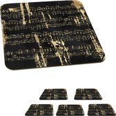 Onderzetters voor glazen - Muziek - Goud - Zwart - 10x10 cm - Glasonderzetters - 6 stuks