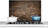 Spatscherm keuken 80x55 cm - Kookplaat achterwand Muur - Antiek - Baksteen - Muurbeschermer - Spatwand fornuis - Hoogwaardig aluminium