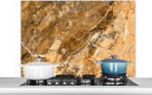 Spatscherm keuken 100x65 cm - Kookplaat achterwand Kristallen - Geel - Graniet print - Wit - Muurbeschermer - Spatwand fornuis - Hoogwaardig aluminium
