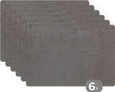 Placemat - Placemats kunststof - Beton - Grey - Stippen - Grind - 45x30 cm - 6 stuks - Hittebestendig - Anti-Slip - Onderlegger - Afneembaar