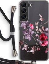Case Company® - Samsung Galaxy S22 hoesje met Koord - Mooie bloemen - Telefoonhoesje met Zwart Koord - Bescherming aan alle Kanten en Over de Schermrand