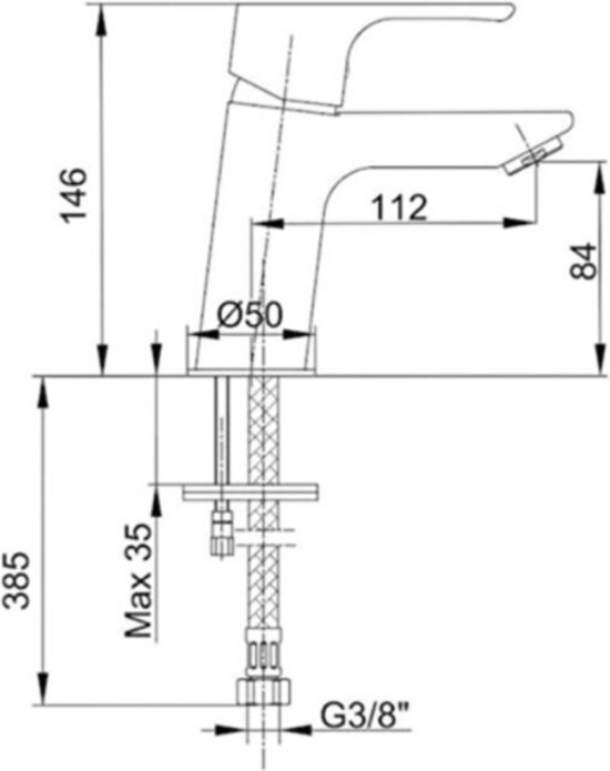 AR Badkamer Kraan Chroom inclusief aansluitingen Wastafel kraan by