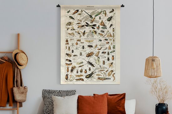 Tenture murale - Tissu mural - Insectes - Animaux - Design - 120x160 cm - Tapisserie
