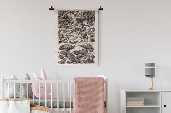 Tapisserie murale - Tissu mural - Reptiles - Animaux - Zwart - Wit - 60x80 cm - Tapisserie