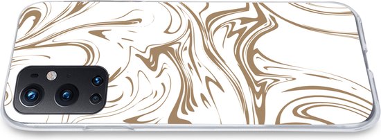 Telefoonhoesje Geschikt voor OnePlus 9 Pro hoesje - Marmer print - Bruin - Patronen - Siliconen Telefoonhoesje Telefoonhoesje