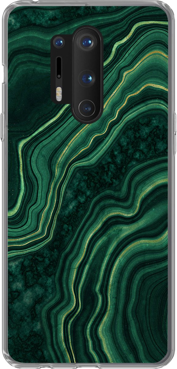 Telefoonhoesje Geschikt voor OnePlus 8 Pro hoesje - Marmer print - Zwart - Patronen - Siliconen Telefoonhoesje Telefoonhoesje