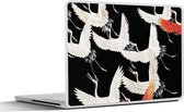 Laptop sticker - 13.3 inch - Japans - Kraanvogel - Wit - Rood - Vintage - 31x22,5cm - Laptopstickers - Laptop skin - Cover