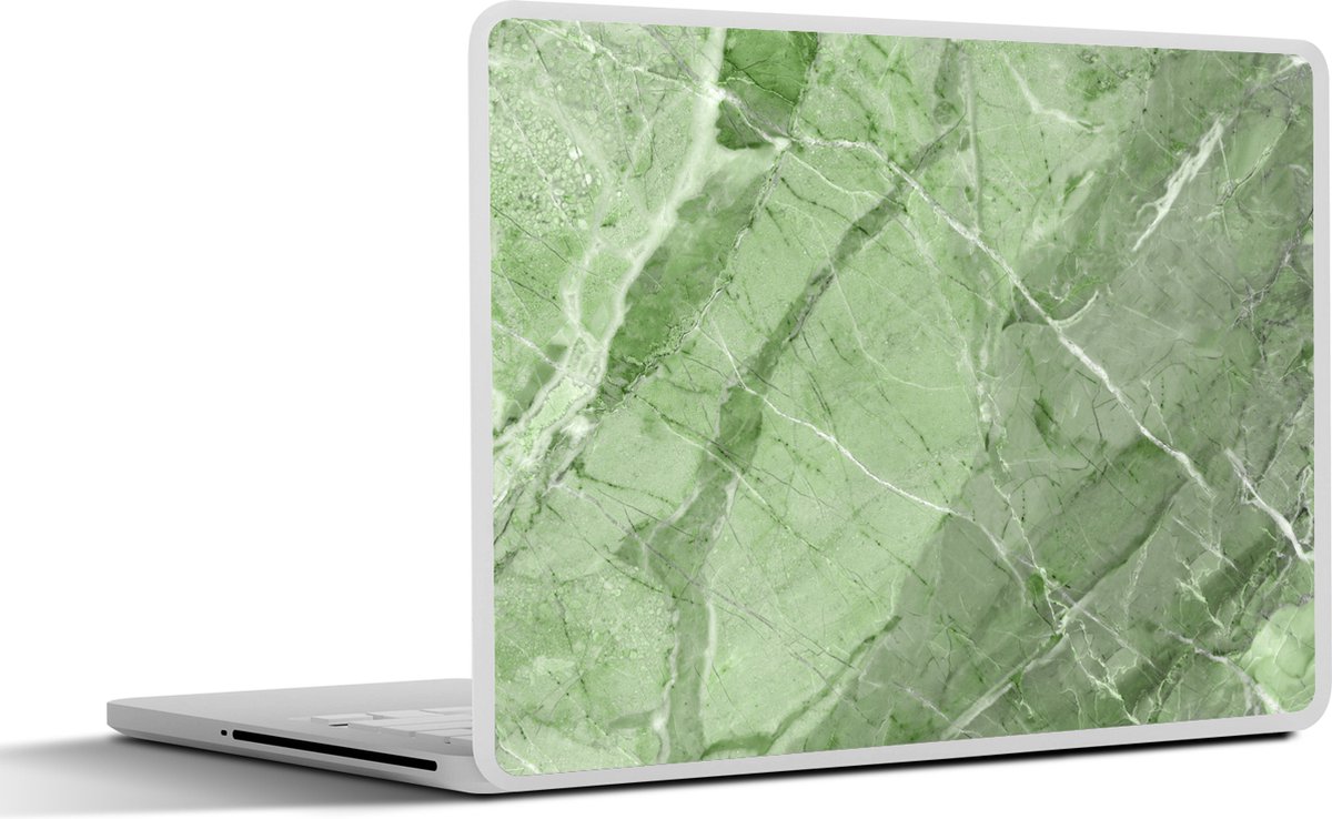 Laptop sticker - 17.3 inch - Steen - Graniet print - Groen - Wit - 40x30cm - Laptopstickers - Laptop skin - Cover