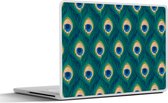 Laptop sticker - 14 inch - Design - Pauw - Veren - Groen - Blauw - 32x5x23x5cm - Laptopstickers - Laptop skin - Cover