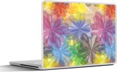 Laptop sticker - 14 inch - Regenboog - Bloemen - Abstract - Patronen - 32x5x23x5cm - Laptopstickers - Laptop skin - Cover