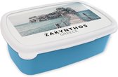 Broodtrommel Blauw - Lunchbox - Brooddoos - Zakynthos - Griekenland - Zee - 18x12x6 cm - Kinderen - Jongen