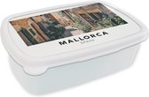 Broodtrommel Wit - Lunchbox - Brooddoos - Mallorca - Spanje - Planten - 18x12x6 cm - Volwassenen