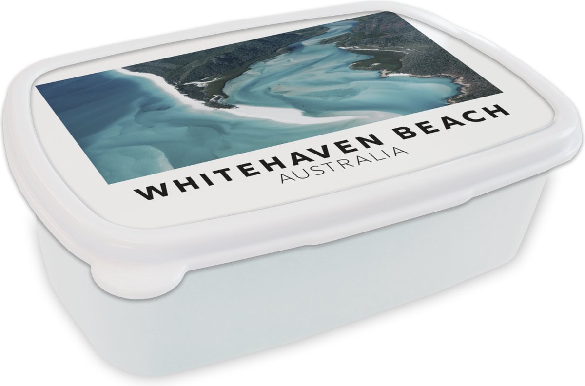 Broodtrommel Wit - Lunchbox - Brooddoos - Australië - Strand - Water - 18x12x6 cm - Volwassenen
