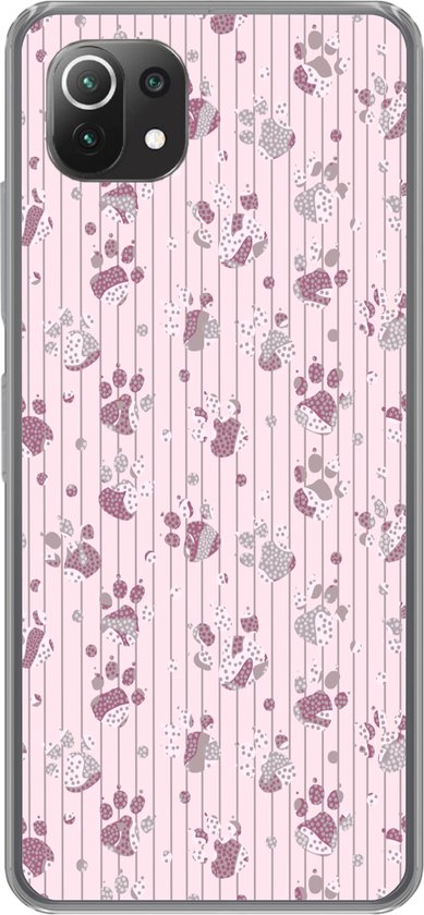 Coque Xiaomi Mi 11 Lite - Chien - Rose - Motifs - Coque de téléphone en Siliconen -