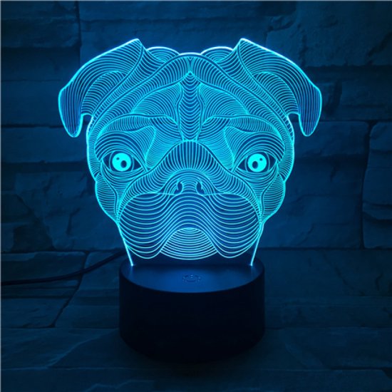 3D Led Lamp Met Gravering - RGB 7 Kleuren - Hond